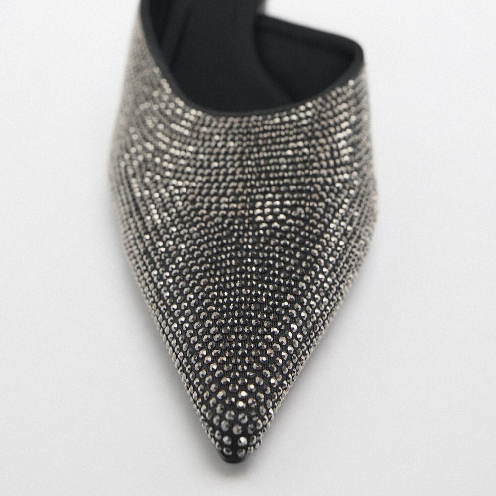Zara Rhinestone Slip On Heels - Picture 3 of 8